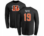 Cincinnati Bengals #19 Auden Tate Black Name & Number Logo Long Sleeve T-Shirt