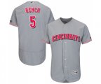 Cincinnati Reds #5 Johnny Bench Grey Flexbase Authentic Collection Baseball Jersey
