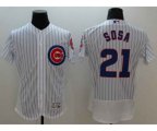 Chicago Cubs #21 Sammy Sosa Majestic white stripe Flexbase Authentic Collection Player Jersey