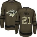 Minnesota Wild #21 Eric Fehr Authentic Green Salute to Service NHL Jersey