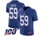 New York Giants #59 Lorenzo Carter Royal Blue Team Color Vapor Untouchable Limited Player 100th Season Football Jersey
