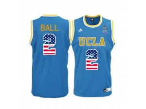 2016 US Flag Fashion 2017 UCLA Bruins Lonzo Ball #2 Pac-12 College Basketball Authentic Jersey - Blue