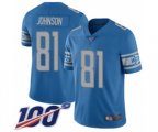 Detroit Lions #81 Calvin Johnson Blue Team Color Vapor Untouchable Limited Player 100th Season Football Jersey