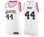Women's Los Angeles Lakers #44 Jerry West Swingman White Pink Fashion Basketball Jersey