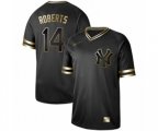 New York Yankees #14 Brian Roberts Authentic Black Gold Fashion Baseball Jersey