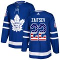 Toronto Maple Leafs #22 Nikita Zaitsev Authentic Royal Blue USA Flag Fashion NHL Jersey