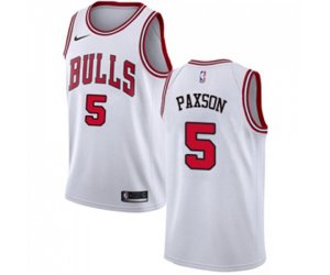 Chicago Bulls #5 John Paxson Authentic White Basketball Jersey - Association Edition