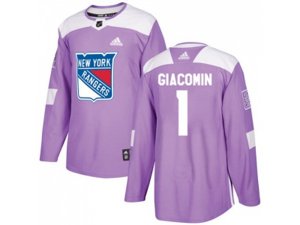 Adidas New York Rangers #1 Eddie Giacomin Purple Authentic Fights Cancer Stitched NHL Jersey