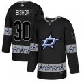 Dallas Stars #30 Ben Bishop Authentic Black Team Logo Fashion NHL Jersey