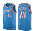 Los Angeles Clippers #13 Paul George Light Blue 2021-22 City Edition 75th Anniversary Stitched Basketball Jersey