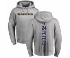 Baltimore Ravens #24 Marcus Peters Ash Backer Pullover Hoodie
