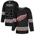Detroit Red Wings #24 Bob Probert Authentic Black Team Logo Fashion NHL Jersey
