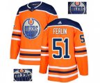 Edmonton Oilers #51 Brian Ferlin Authentic Orange Fashion Gold NHL Jersey