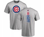 MLB Nike Chicago Cubs #8 Ian Happ Ash Backer T-Shirt