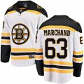 Boston Bruins #63 Brad Marchand Authentic White Away Fanatics Branded Breakaway NHL Jersey