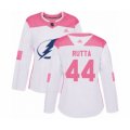 Women Tampa Bay Lightning #44 Jan Rutta Authentic White Pink Fashion Hockey Jersey