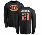 Cincinnati Bengals #21 Darqueze Dennard Black Name & Number Logo Long Sleeve T-Shirt
