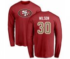 San Francisco 49ers #30 Jeff Wilson Red Name & Number Logo Long Sleeve T-Shirt