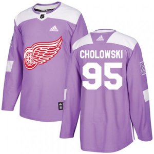 Detroit Red Wings #95 Dennis Cholowski Authentic Purple Fights Cancer Practice NHL Jersey