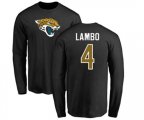 Jacksonville Jaguars #4 Josh Lambo Black Name & Number Logo Long Sleeve T-Shirt