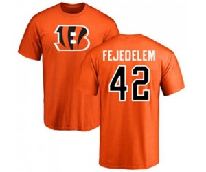 Cincinnati Bengals #42 Clayton Fejedelem Orange Name & Number Logo T-Shirt