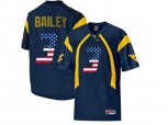 2016 US Flag Fashion West Virginia Mountaineers Stedman Bailey #3 College Football Mesh Jersey - Navy Blue