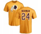 Washington Redskins #24 Josh Norman Gold Name & Number Logo T-Shirt