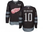 Detroit Red Wings #10 Alex Delvecchio Authentic Black 1917-2017 100th Anniversary NHL Jersey