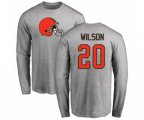Cleveland Browns #20 Howard Wilson Ash Name & Number Logo Long Sleeve T-Shirt
