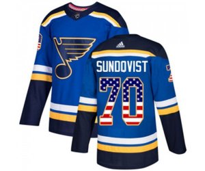 Adidas St. Louis Blues #70 Oskar Sundqvist Authentic Blue USA Flag Fashion NHL Jersey