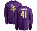 Minnesota Vikings #41 Anthony Harris Purple Name & Number Logo Long Sleeve T-Shirt