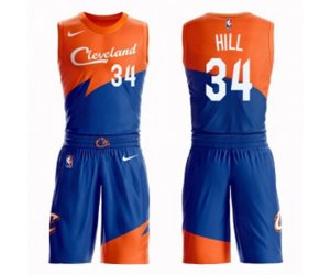 Cleveland Cavaliers #34 Tyrone Hill Swingman Blue Basketball Suit Jersey - City Edition