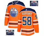 Edmonton Oilers #58 Anton Slepyshev Authentic Orange Fashion Gold NHL Jersey