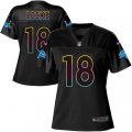 Women Detroit Lions #18 Jeff Locke Game Black Fashion NFL Jersey
