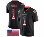 Arizona Cardinals #1 Kyler Murray Limited Black Rush USA Flag Football Jersey