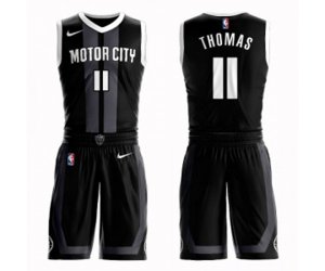 Detroit Pistons #11 Isiah Thomas Authentic Black Basketball Suit Jersey - City Edition