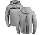 Los Angeles Chargers #1 Ty Long Ash Backer Pullover Hoodie