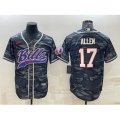Buffalo Bills Blank #17 Josh Allen Grey Navy Camo With Patch Cool Base Stitched Baseball Jersey