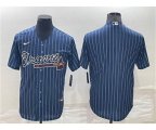 Atlanta Braves Blank Navy Blue Pinstripe Stitched MLB Cool Base Nike Jersey