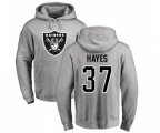 Oakland Raiders #37 Lester Hayes Ash Name & Number Logo Pullover Hoodie