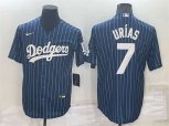 Los Angeles Dodgers #7 Julio Urias Navy Blue Pinstripe Stitched MLB Cool Base Nike Jersey