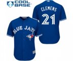 Toronto Blue Jays #21 Roger Clemens Replica Blue Alternate Baseball Jersey
