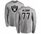 Oakland Raiders #77 Lyle Alzado Ash Name & Number Logo Long Sleeve T-Shirt