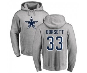 Dallas Cowboys #33 Tony Dorsett Ash Name & Number Logo Pullover Hoodie