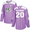 Nashville Predators #20 Miikka Salomaki Authentic Purple Fights Cancer Practice NHL Jersey