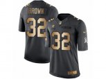 Cleveland Browns #32 Jim Brown Limited Black Gold Salute to Service NFL Jersey