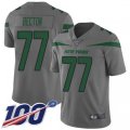 New York Jets #77 Mekhi Becton Gray Stitched Limited Inverted Legend 100th Season Jersey