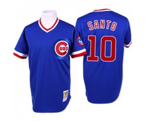 Chicago Cubs #10 Ron Santo Replica Blue Throwback Baseball Jersey