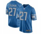 Detroit Lions #27 Justin Coleman Game Blue Team Color Football Jersey