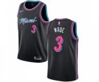 Miami Heat #3 Dwyane Wade Authentic Black Basketball Jersey - City Edition
